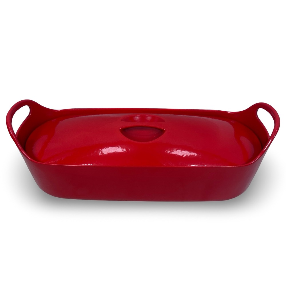 Vintage Timo Sarpaneva Rosenlew Red Enamel Cast Iron Fish Tureen 60s Finland MCM